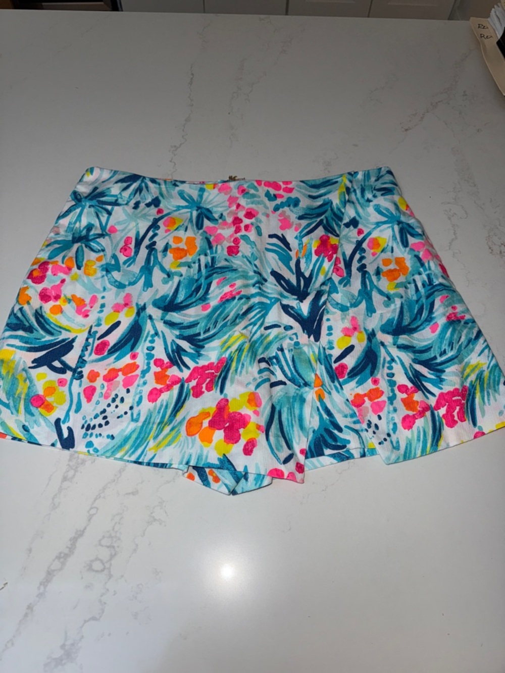 Lilly Pulitzer Tropical Floral Skort in White with Teal, Pink & Orange